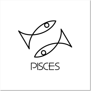 Pisces Doodle Line Art Posters and Art